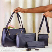 4pcs Combo Women Best Leather Tote Bag (Black)